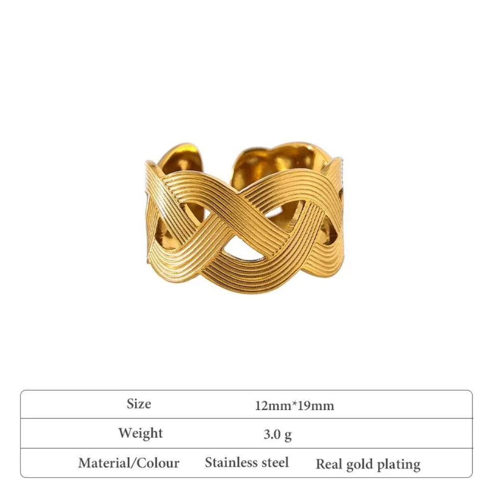 New 18K Gold Plated Braided Resizable Ring